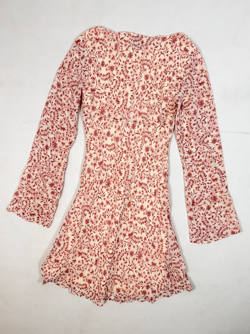 Reformation Womens Floral Mini Dress Cream Mauve XS Fall Lightweight Casual Chic - Picture 3 of 11